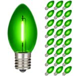 Green C9 LED Plastic Filament Replacement Bulbs 25 Pack 
