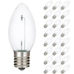Pure White C9 LED Plastic Filament Replacement Bulbs 25 Pack 