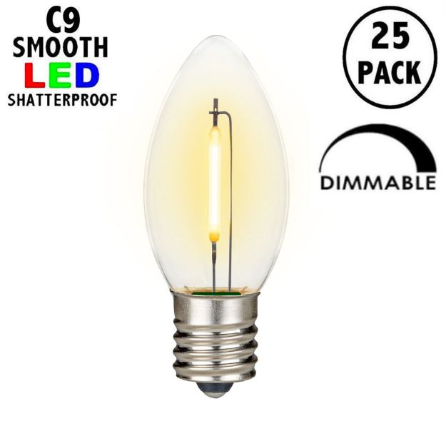 Warm White C9 LED Plastic Filament Replacement Bulbs 25 Pack 