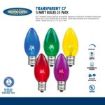 Amber Transparent C7 5 Watt Bulbs